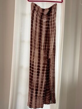 Fashion Nova Brown Tie-Dye Maxi Skirt